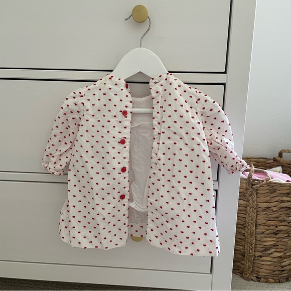 Luli & Me Red Smocked Polka Dot Dress Size 6 Months - Picture 3 of 4